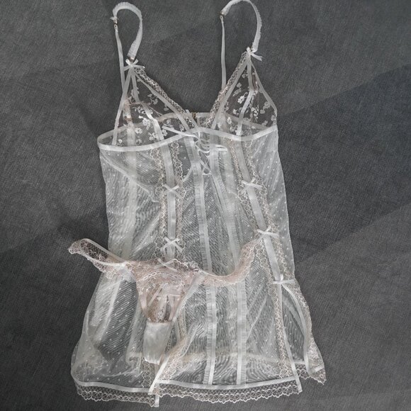 Honey Birdette Sheer White Chemise - Picture 2 of 6